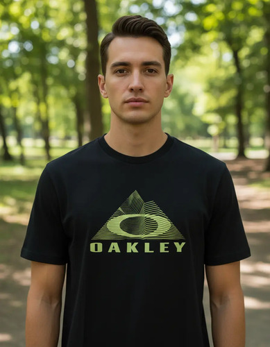 Playera Oakley Lined Mountain Bark Hombre Negra Foa406222-02