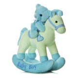 Aurora Baby  caballo De Peluche Balancin, 12 Pulgadas, Azul