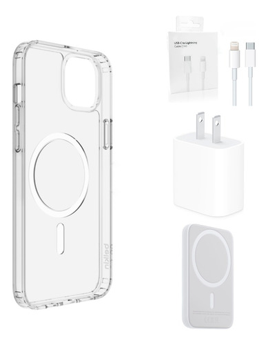 Kit Magsafe P/iPhone : Funda + Cargador  + Cable + Adaptador