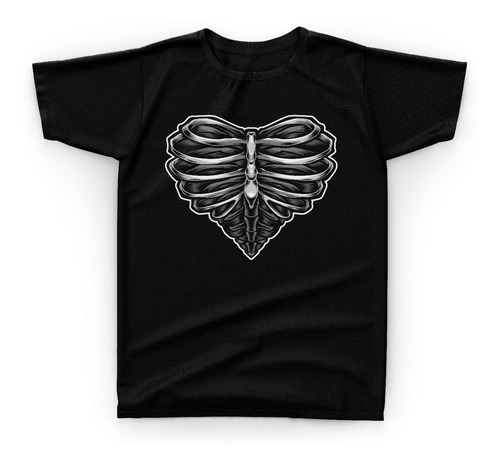 Camiseta Camisa Coração Bone Heart Osso Caveira Esqueleto