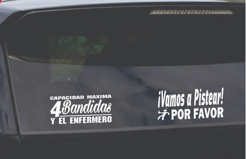 2 Stickers Vinil Blanco Para Auto 22 X 10 Cms