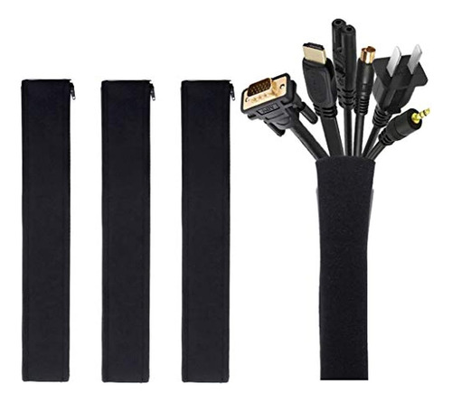 Organizador Fundas Flexibles Para Cables 50cm X4 Pzs Negro