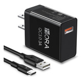 Cargador Universal Usb 3 Am Con Cable Tipo C 3.0 1hora