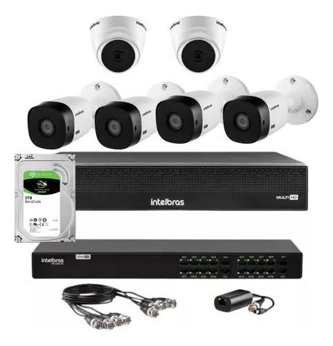 Dvr Intelbras 8 Canais Com 6 Câmeras Full Collor