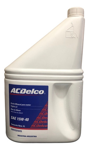 Aceite Acdelco Mineral 15w40 4 Lt Chevrolet Api Ci-4 