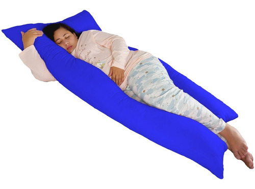 Travesseiro Gigante 170x80cm Unissex Antialérgico Corporal Cor Azul Royal