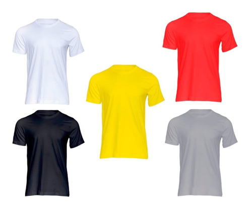 Kit Com 5 Camisetas Basicas Masculinas Blusa Lisa Algodão