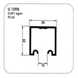 Perfil Aluminio Preto U-1098 Trilho Stanley P/ Porta 1,5 Mts