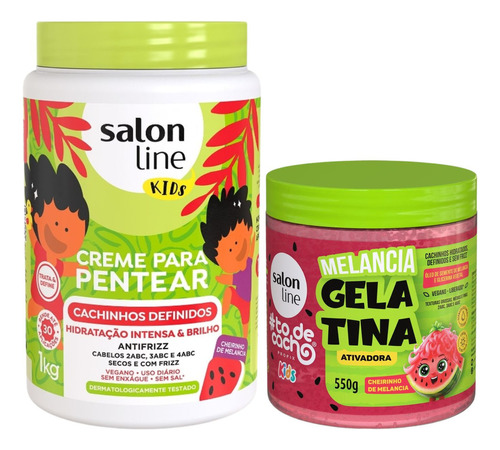 Creme Para Pentear + Gelatina Ativadora Salon Line Melancia