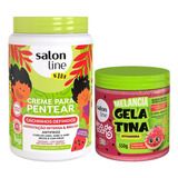 Creme Para Pentear + Gelatina Ativadora Salon Line Melancia