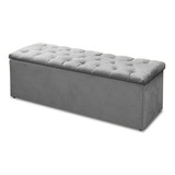 Calçadeira Recamier Baú Casal King 195cm Sofia Suede Cinza