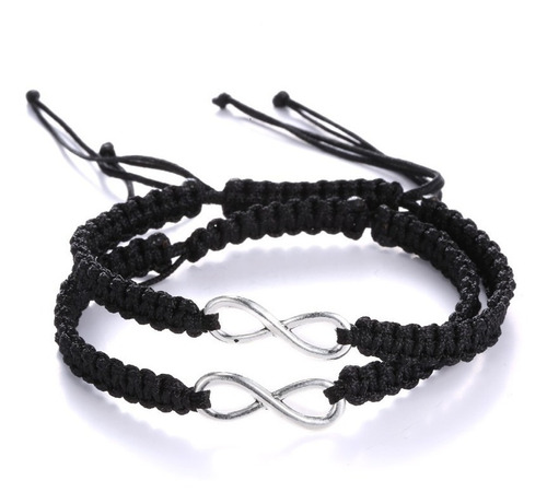 Pulsera Manilla Pareja 2 Unids Infinito Negro Hombre Y Mujer