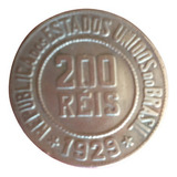 Moeda Brasil 200 Reis 1929 (mbc) Níquel Antiga Linda 17-200