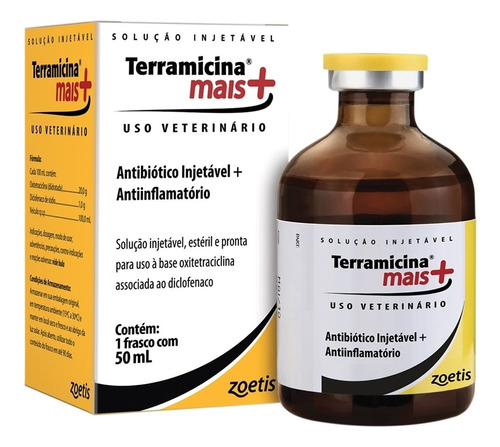 Terramicina Mais Injetável Zoetis Antibiótico + Anti-inflama