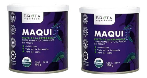 Pack 2 Maqui Orgánico En Polvo Antioxidante Brota 100g