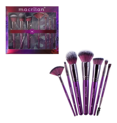 Kit 7 Pincéis De Maquiagem Profissional  Violet Macrilan 