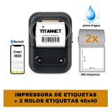 Mini Impressora Bluetooth + 2 Rolos 40x40 Resistente Água