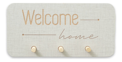 Portallave De Madera - #03 Welcome Home Rect-  20 X 10 Cm 