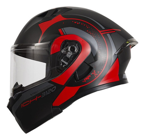 Casco Abatible Ich 3120 B.hok4 Negro Mate Rojo Visor Tr