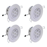 Kit 4 Lâmpadas Spot Led 5w Embutir Redonda Bco Frio Bivolt