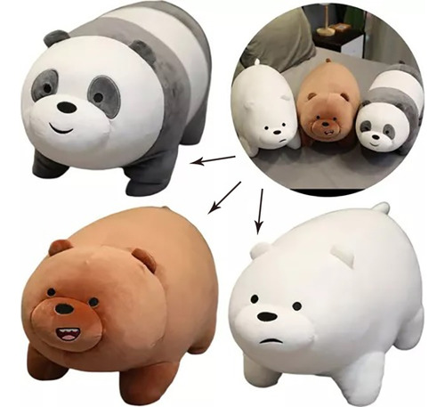 3 Pzs Osos De Escandalosos Peluche Pardo,polar Y Panda