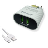 Carregador + Cabo Tipo C 2 Usb Samsung Motorola Xiaomi Cor Branco