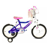 Bicicleta Infantil Nena Musetta Fantasy Rodado 16 Cuadro Acero Liviano Bicolor Con Rueditas Y Bolso Con Cierre Flecos Llanta Pintada Con Cubrecadena Color Violeta