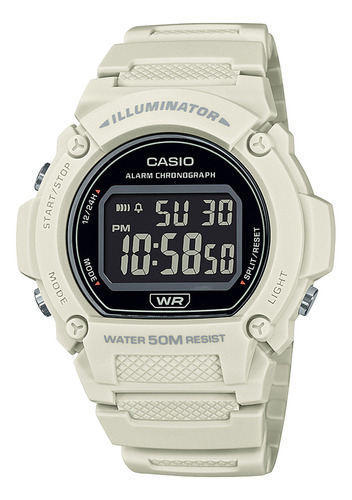 Reloj Casio Digital W-219hc-8b Blanco Sumergible