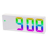 Reloj Despertador Digital Con Espejo Led, Fuente Colorida