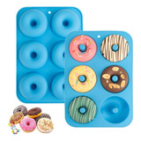 Forma Silicone Para Donuts E Rosquinhas. 06 Cavidades, Azul.