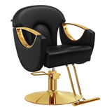 Sillón Curvo De Peluquería Y Barbería Negro Con Dorado A-004