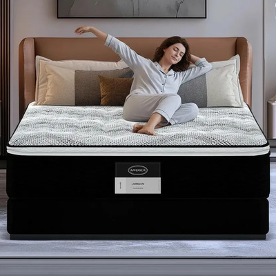 Colchon Individual America Ortopedico Antibacterial Negro Hipoalergenico Ortopédico Resorte Reforzado Cómodo Antiácaros Semi Firme Con Colchoneta Espuma Alta Densidad Mas Resistente | Meses sin interés