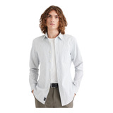 Camisa Hombre Original Button-up Slim Fit Rayas Azul Dockers