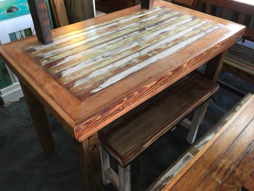 Mesa De Comedor Madera Reciclada Pinotea Vintage Patchwork