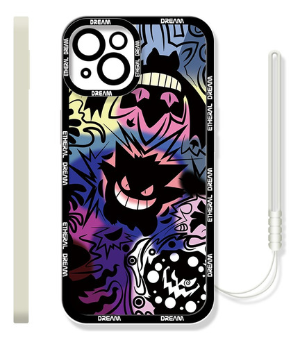 Funda De Tpu Para iPhone Diseño De Pokemon Gengar + Correas