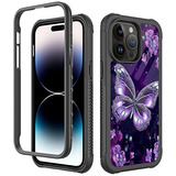 Funda Para iPhone 14 Pro Max Mariposas Moradas Con Diamantes