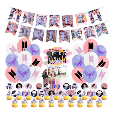 Globos De Cumpleaños Decoración Bts Fiesta Temática Kpop | Meses sin interés