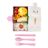 Contenedor Box Lunch Bento Almuerzo Niños Kawaii + Cubiertos