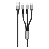 Cable Triple 2 Metros Tipo C - Micro Usb 3 En 1 Ligh