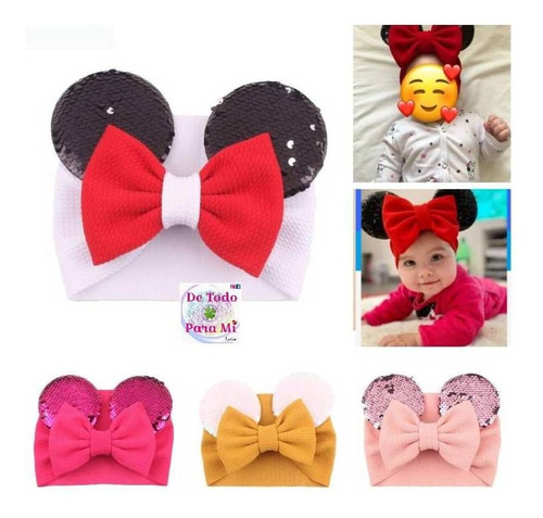 Cintillo Bebé Niña Con Orejas Y Moño Minnie Colores Diadema