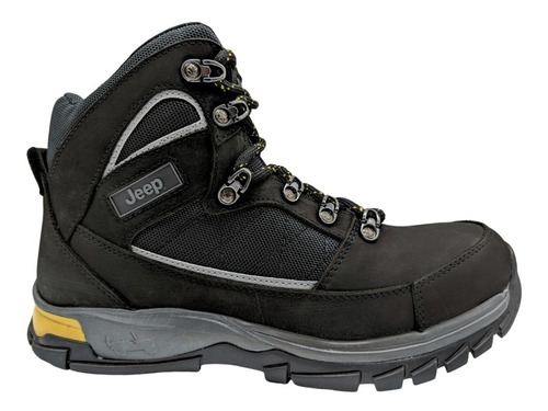 Bota Hombre De Senderismo Jeep 4506 Piel Nobuck Textil Negro