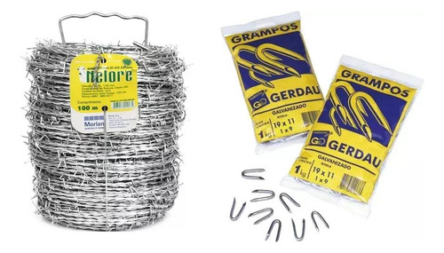 Arame Farpado Galvanizado Rolo Com 100m Nelore 1kg Grampo