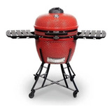 Asador Grill Kamado Ceramico Tipo Huevo 24 PuLG Rojo De Lujo