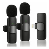 Micrófono Inalambrico Solapa iPhone Lavalier 2 Microfonos Color Negro