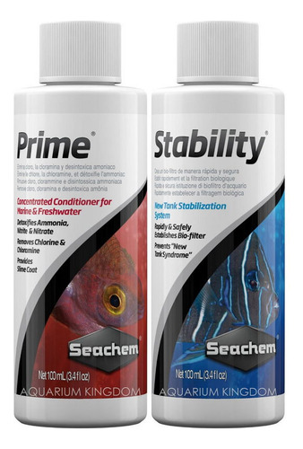 Seachem Prime 100ml E Stability 100ml Kit Promoção C/ Nfe