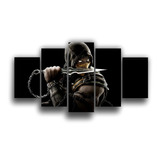 Quadro Mosaico 5 Peças Mortal Kombat Scorpion 4k Lindo