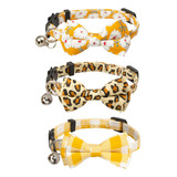 Gyapet Juego De Collar De Gato Amarillo 3 Piezas Leopardo A 