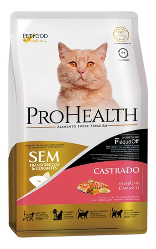 Ração Prohealth Gatos Adultos Castrados Sabor Salmão 1kg