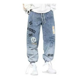 Pantalones Cargo De Mezclilla Hip Hop Para Hombre