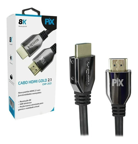 Cabo Hdmi 2.1 8k Super Ultrahd 1,5 Metros 19p Plus Gold Hdmi